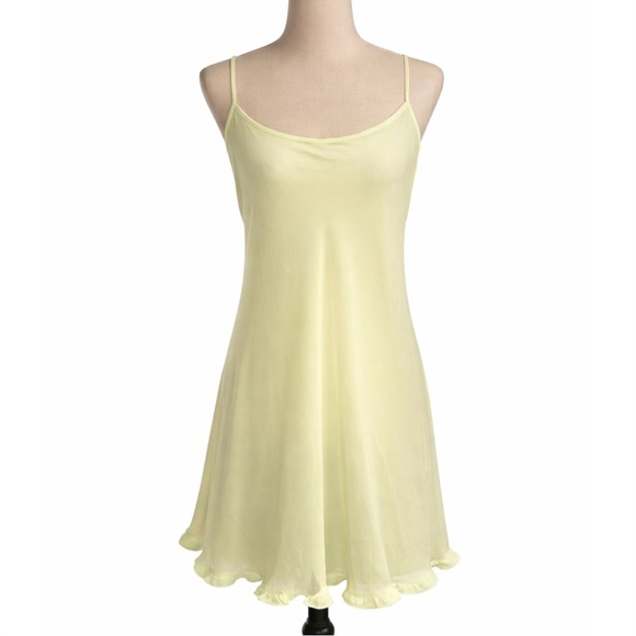 Victoria's Secret Other - Vintage Y2K Victorias Secret Keylime Green/Yellow Sheer Slip Ruffle Detail Large